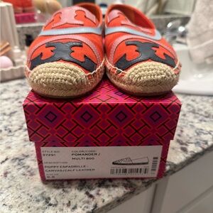 Tory Burch Pomander Espadrilles with Navy Blue Accents